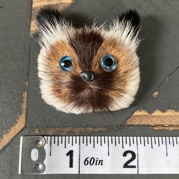 🐈‍⬛Vintage🐈 Fur Cat Face Brooch - Picture 3 of 3